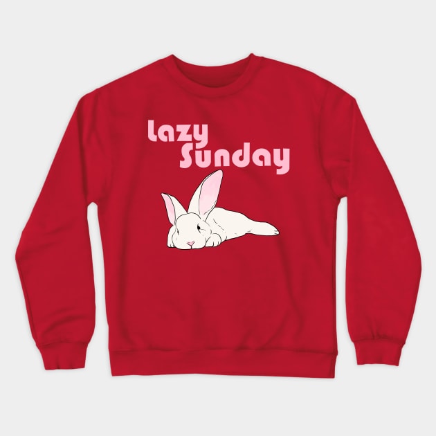 Lazy Sunday Rabbit Crewneck Sweatshirt by IdinDesignShop